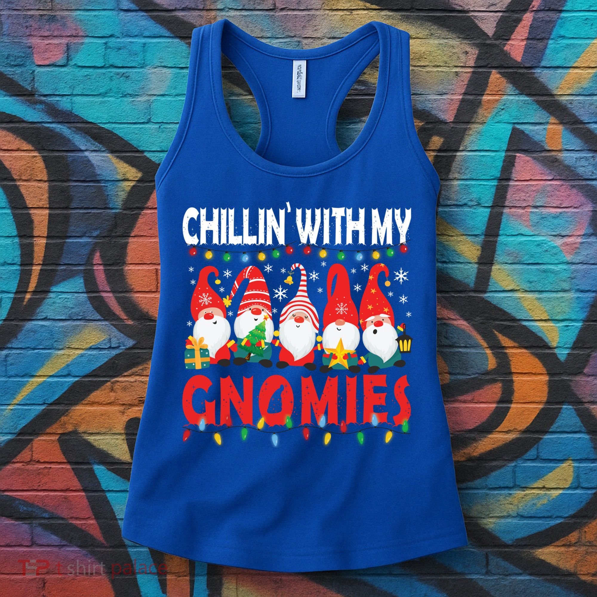 Chillin With My Gnomies Christmas Light Cute Gnomes Matching Great Gift Women's Tank Top