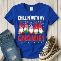 Chillin With My Gnomies Christmas Light Cute Gnomes Matching Great Gift Women's T-Shirt thumb 3
