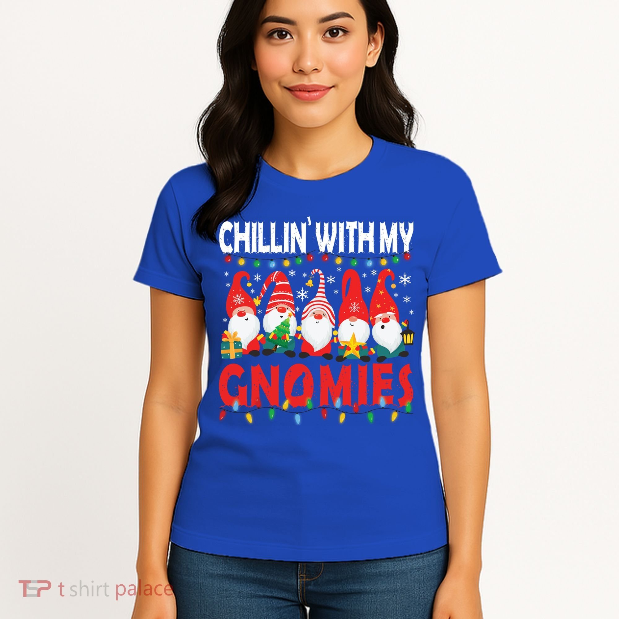 Chillin With My Gnomies Christmas Light Cute Gnomes Matching Great Gift Women's T-Shirt