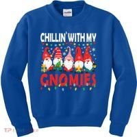 Chillin With My Gnomies Christmas Light Cute Gnomes Matching Great Gift Kids Sweatshirt thumb 0