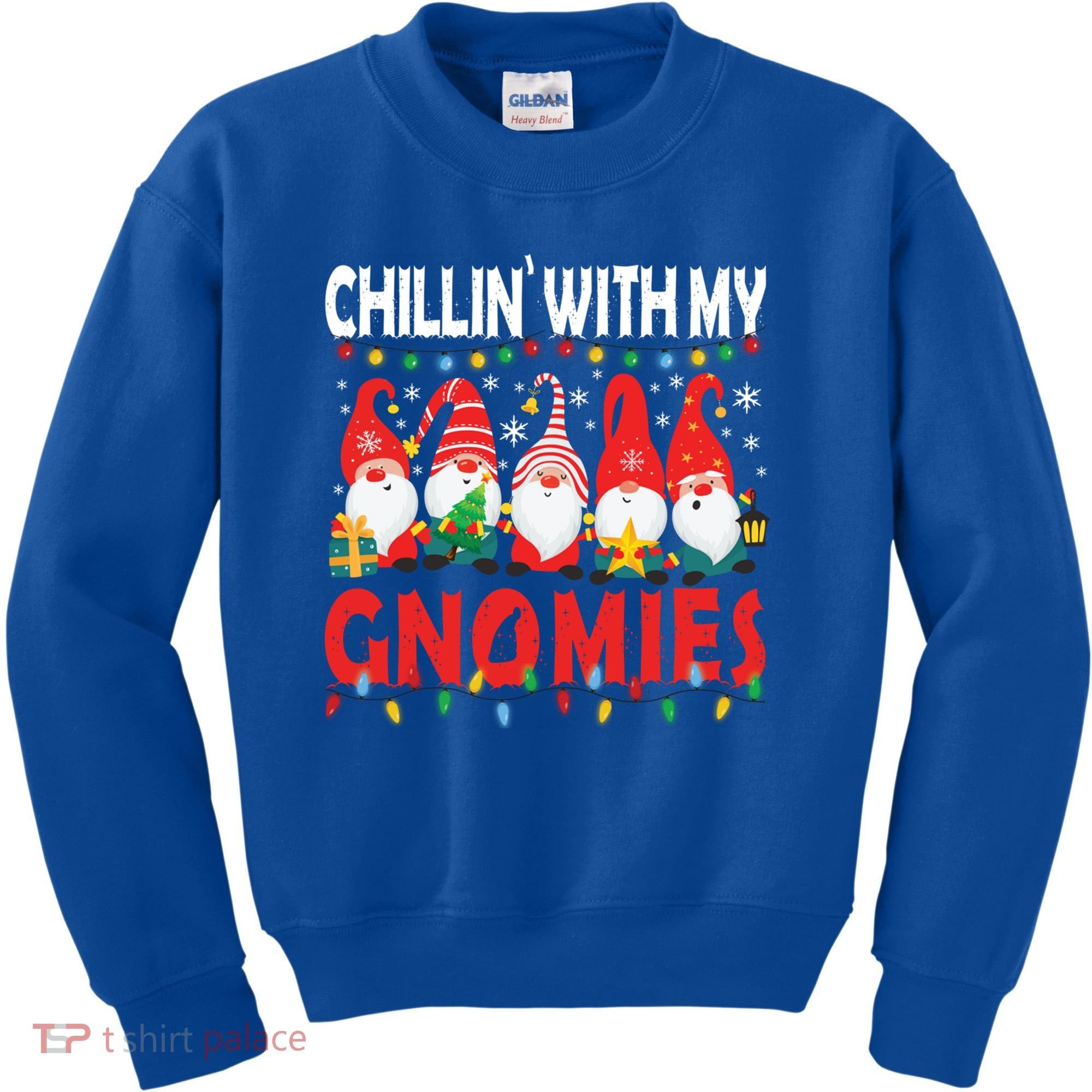 Chillin With My Gnomies Christmas Light Cute Gnomes Matching Great Gift Kids Sweatshirt