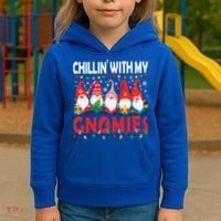 Chillin With My Gnomies Christmas Light Cute Gnomes Matching Great Gift Kids Hoodie thumb 3