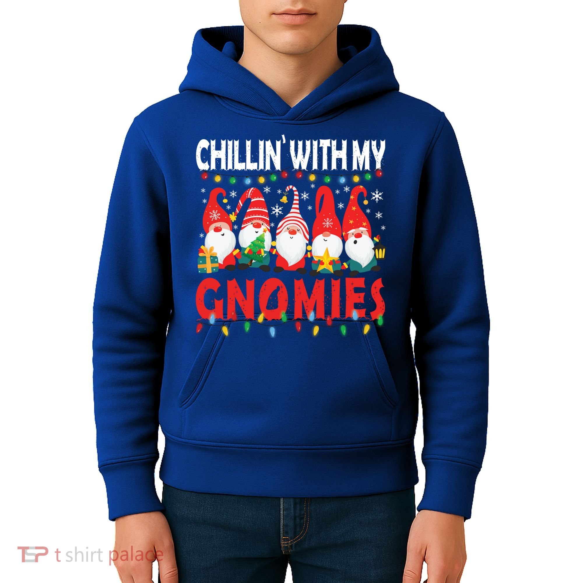 Chillin With My Gnomies Christmas Light Cute Gnomes Matching Great Gift Kids Hoodie