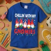 Chillin With My Gnomies Christmas Light Cute Gnomes Matching Great Gift Kids T-Shirt thumb 3