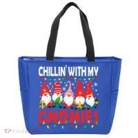 Chillin With My Gnomies Christmas Light Cute Gnomes Matching Great Gift Tote Bag thumb 0
