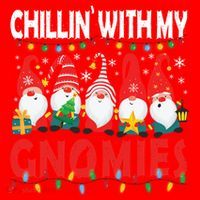 Chillin With My Gnomies Christmas Light Cute Gnomes Matching Great Gift Santa Hat thumb 1