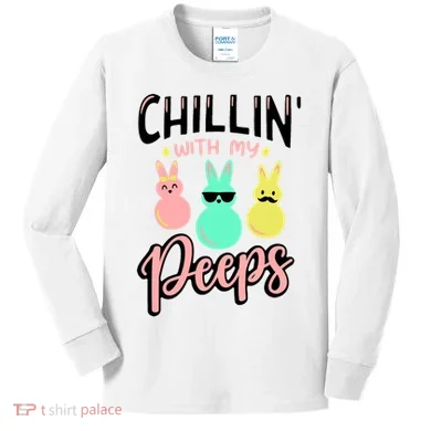 Chillin With My Peeps Spring Kids Long Sleeve Shirt