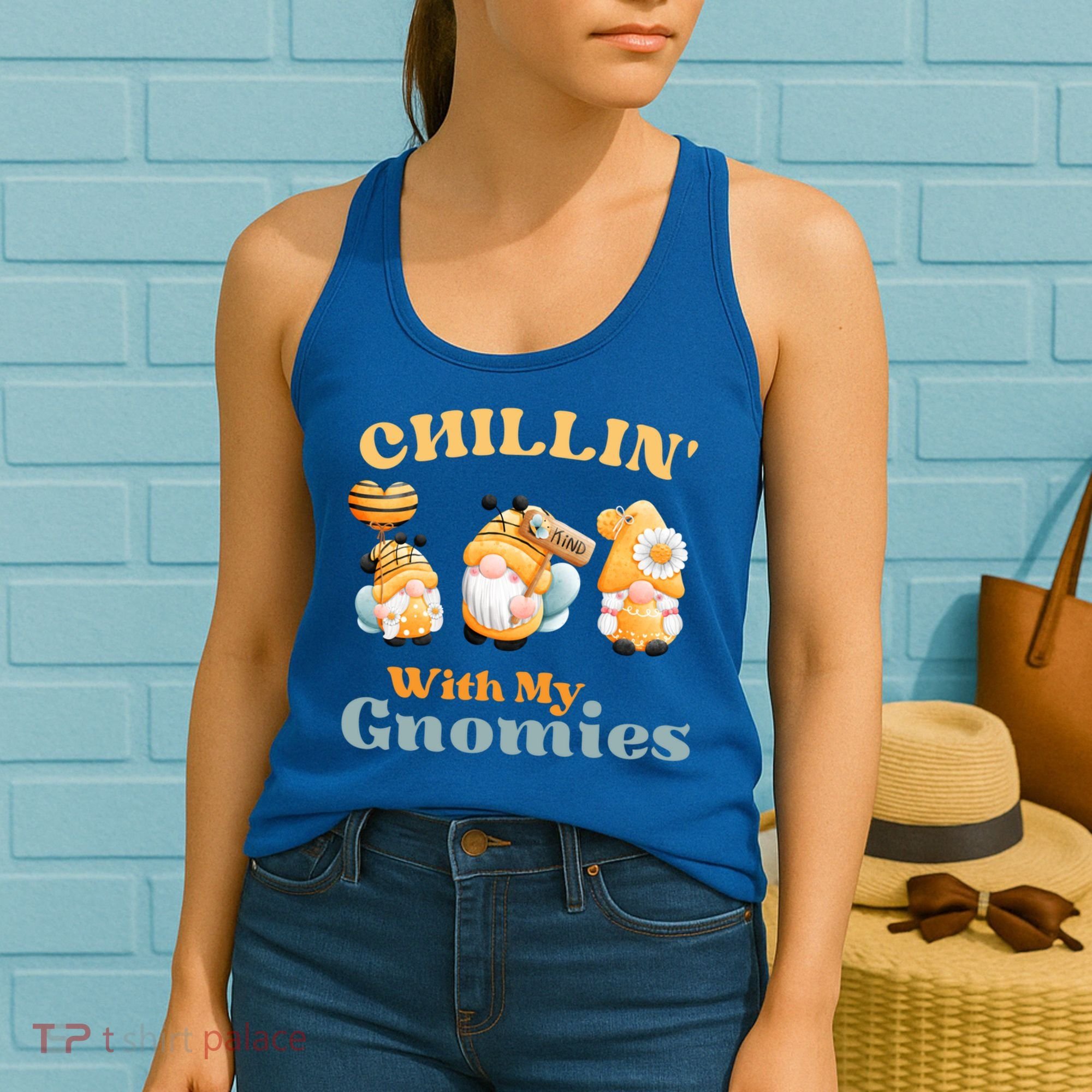 Chillin With My Gnomies Garden Gnomes With Bees Gift Women's Tank Top