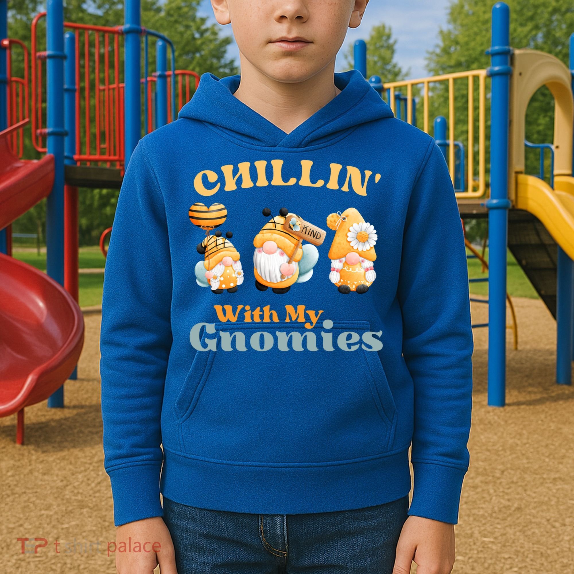 Chillin With My Gnomies Garden Gnomes With Bees Gift Kids Hoodie