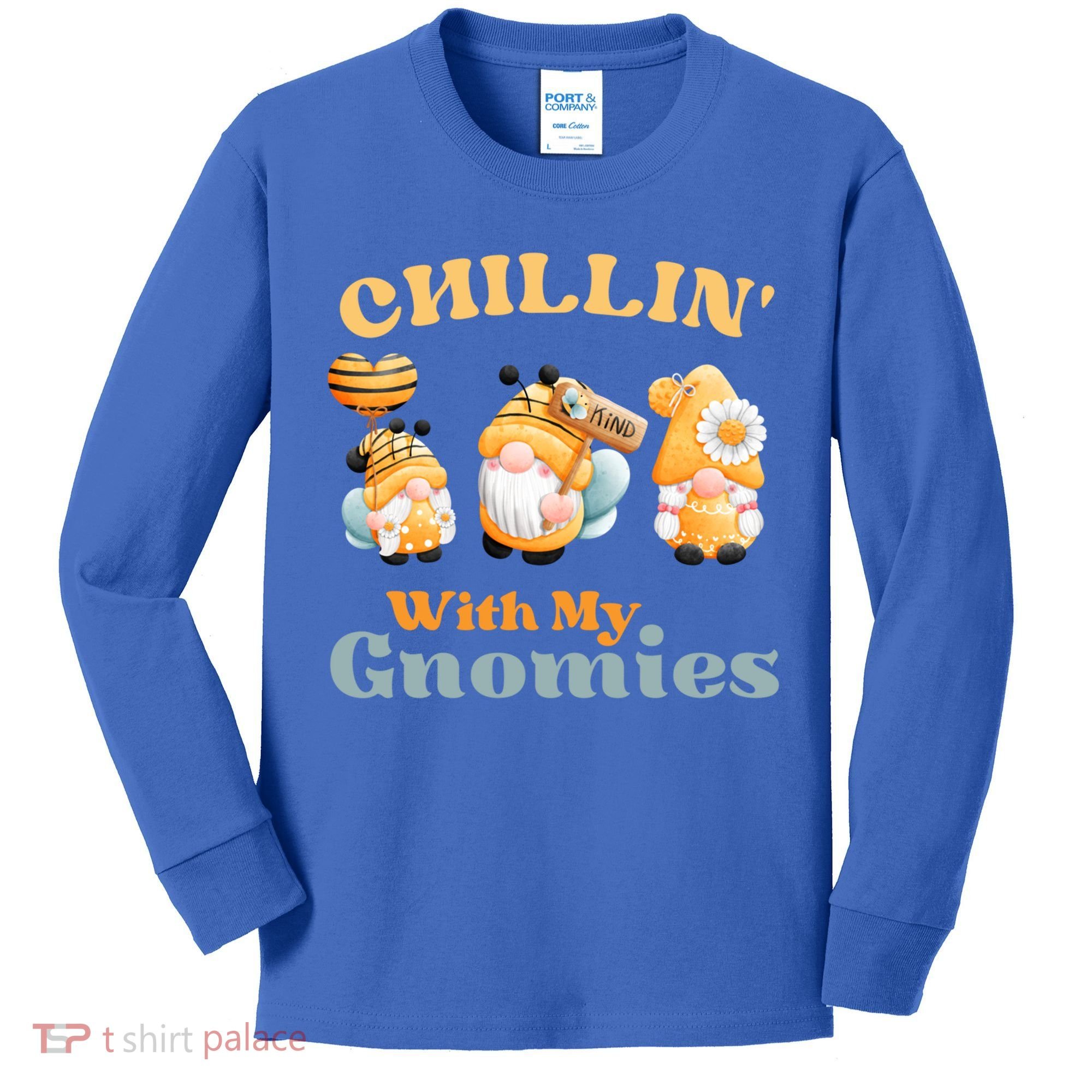 Chillin With My Gnomies Garden Gnomes With Bees Gift Kids Long Sleeve Shirt