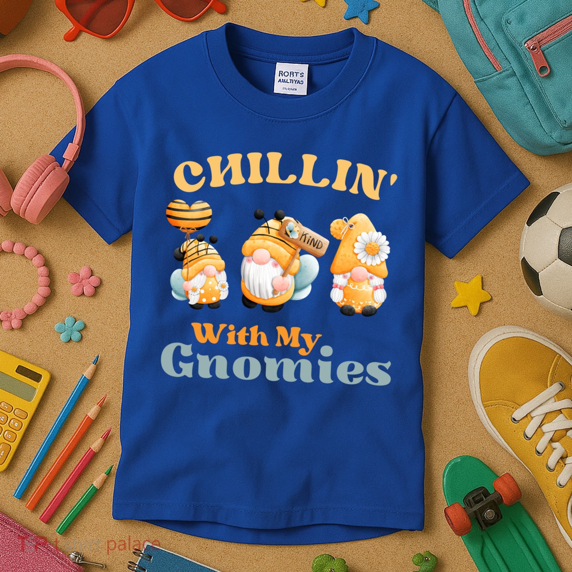 Chillin With My Gnomies Garden Gnomes With Bees Gift Kids T-Shirt