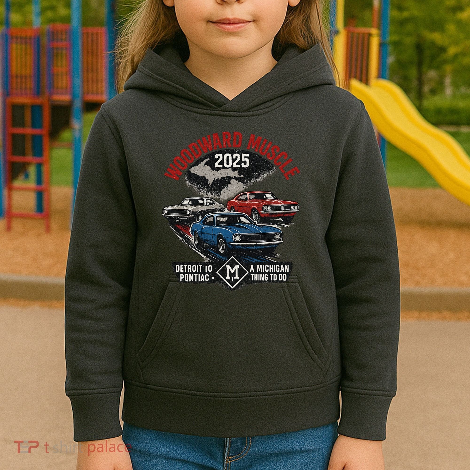 Classic Woodward Muscle 2025 Kids Hoodie