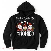 Chillin With My Gnomies Buffalo Red Plaid Christmas Gnome Hoodie thumb 0