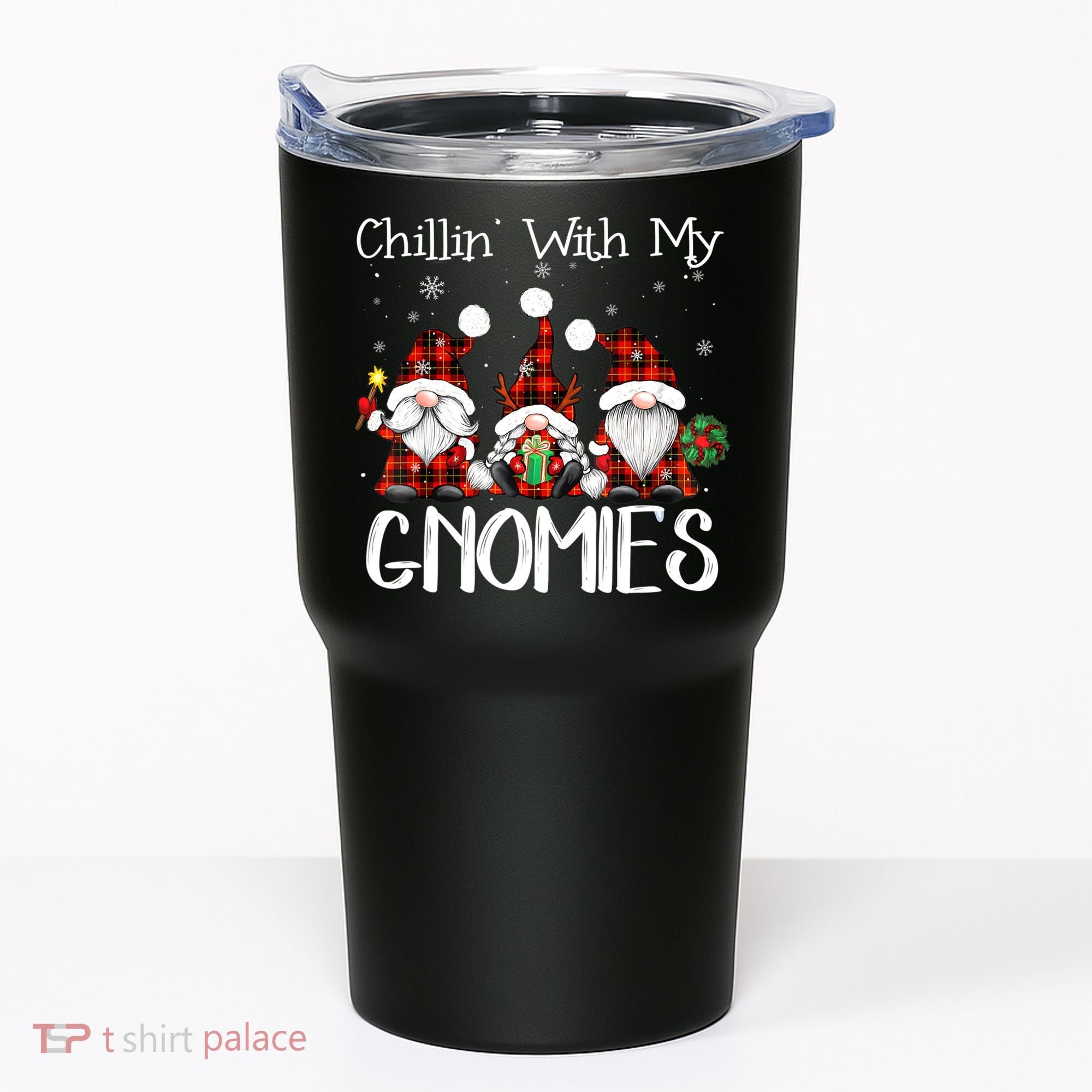 Chillin With My Gnomies Buffalo Red Plaid Christmas Gnome Tumbler