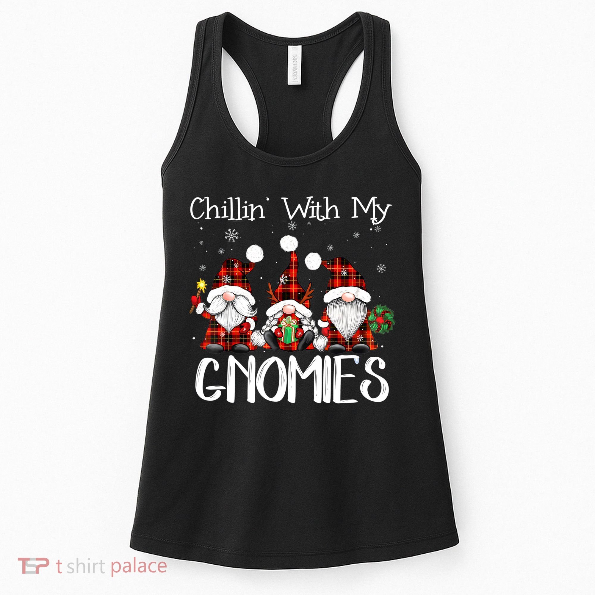 Chillin With My Gnomies Buffalo Red Plaid Christmas Gnome Women's Tank Top