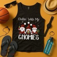Chillin With My Gnomies Buffalo Red Plaid Christmas Gnome Tank Top thumb 4