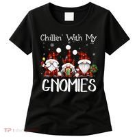 Chillin With My Gnomies Buffalo Red Plaid Christmas Gnome Women's T-Shirt thumb 0