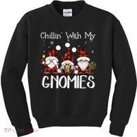 Chillin With My Gnomies Buffalo Red Plaid Christmas Gnome Kids Sweatshirt thumb 0