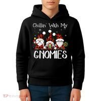 Chillin With My Gnomies Buffalo Red Plaid Christmas Gnome Kids Hoodie thumb 4