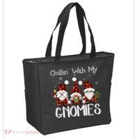 Chillin With My Gnomies Buffalo Red Plaid Christmas Gnome Tote Bag thumb 2
