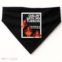 Chillin With My Turkeys Thanksgiving Funny USA-Made Doggie Bandana thumb 0
