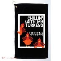 Chillin With My Turkeys Thanksgiving Funny Golf Towel thumb 0