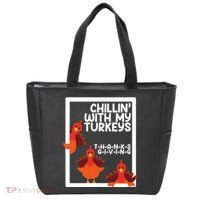 Chillin With My Turkeys Thanksgiving Funny Tote Bag thumb 0