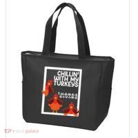 Chillin With My Turkeys Thanksgiving Funny Tote Bag thumb 3