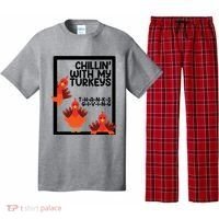 Chillin With My Turkeys Thanksgiving Funny Pajama Set thumb 0