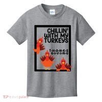 Chillin With My Turkeys Thanksgiving Funny Kids T-Shirt thumb 0