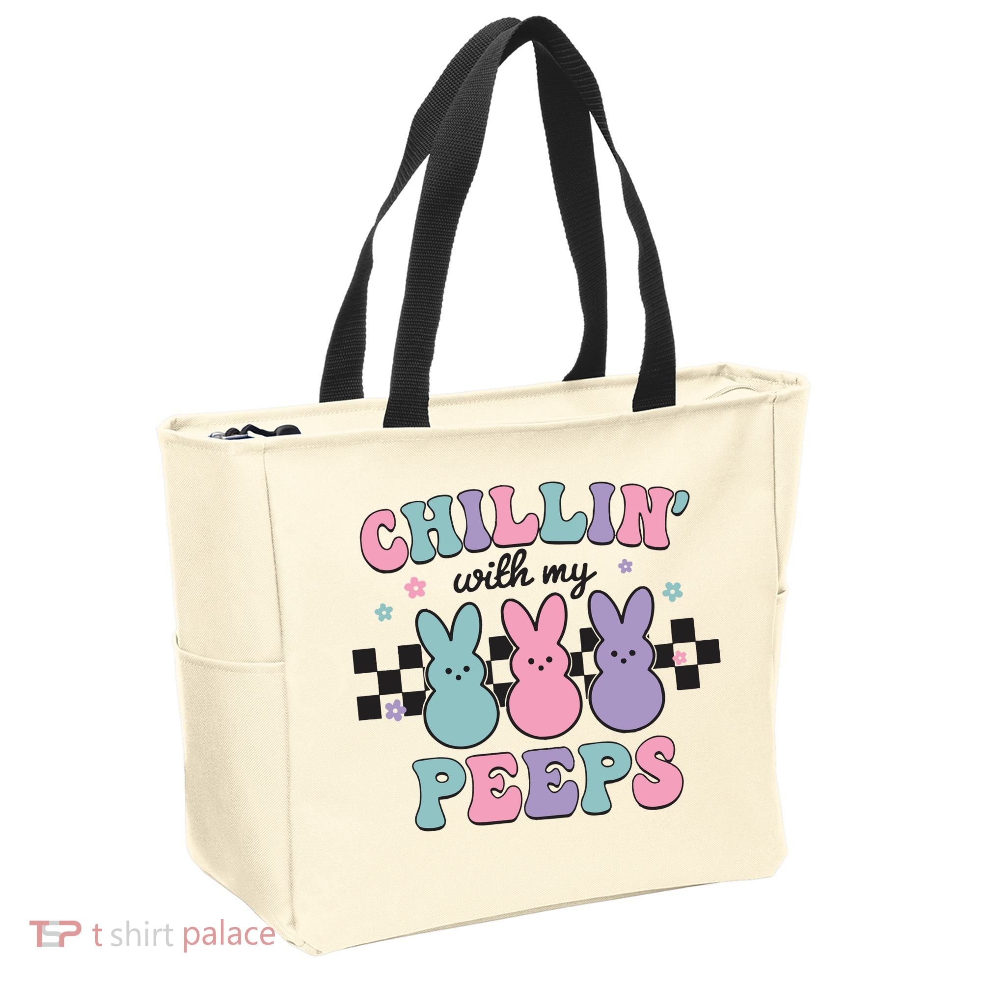 Chillin With My Peeps Easter Bunny Tote Bag