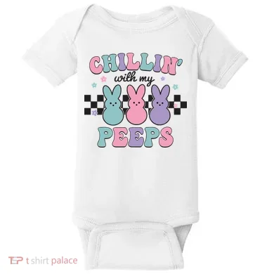 Chillin With My Peeps Easter Bunny Baby Bodysuit