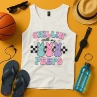 Chillin With My Peeps Easter Bunny Tank Top thumb 4
