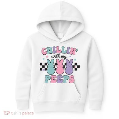 Chillin With My Peeps Easter Bunny Kids Hoodie