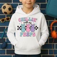 Chillin With My Peeps Easter Bunny Kids Hoodie thumb 2