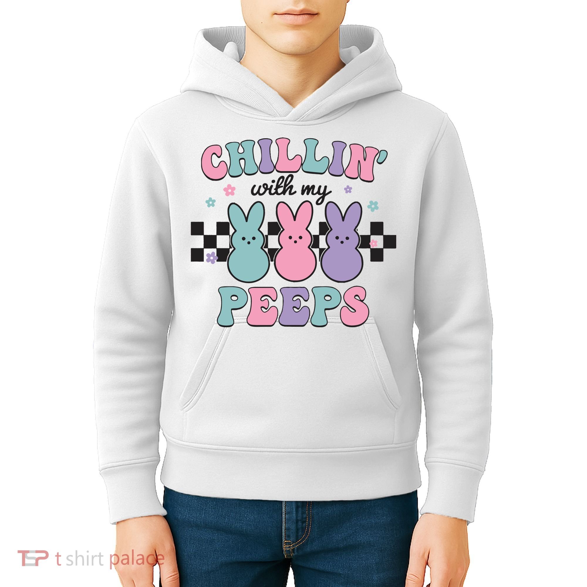 Chillin With My Peeps Easter Bunny Kids Hoodie