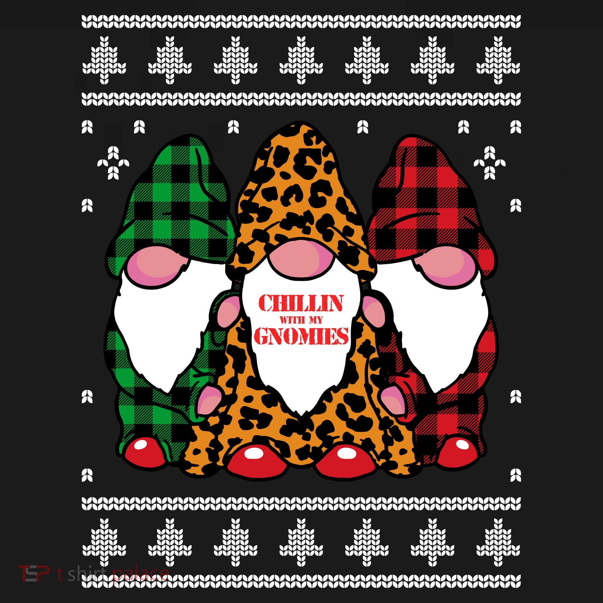 Chillin With My Gnomies Gnomes In Pajamas Ugly Christmas Women's Hoodie