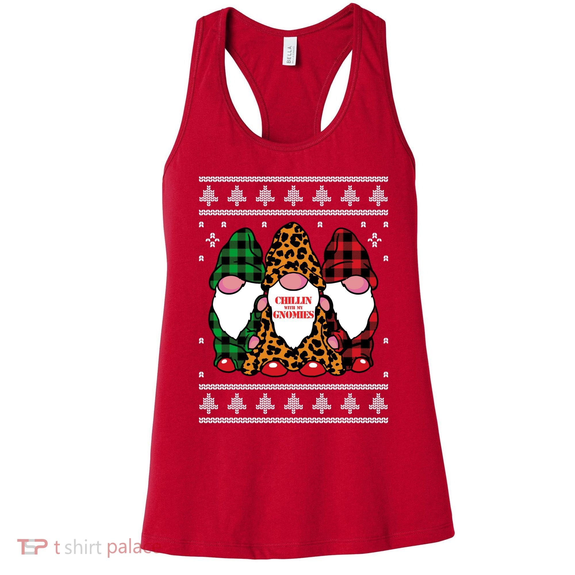 Chillin With My Gnomies Gnomes In Pajamas Ugly Christmas Women's Tank Top