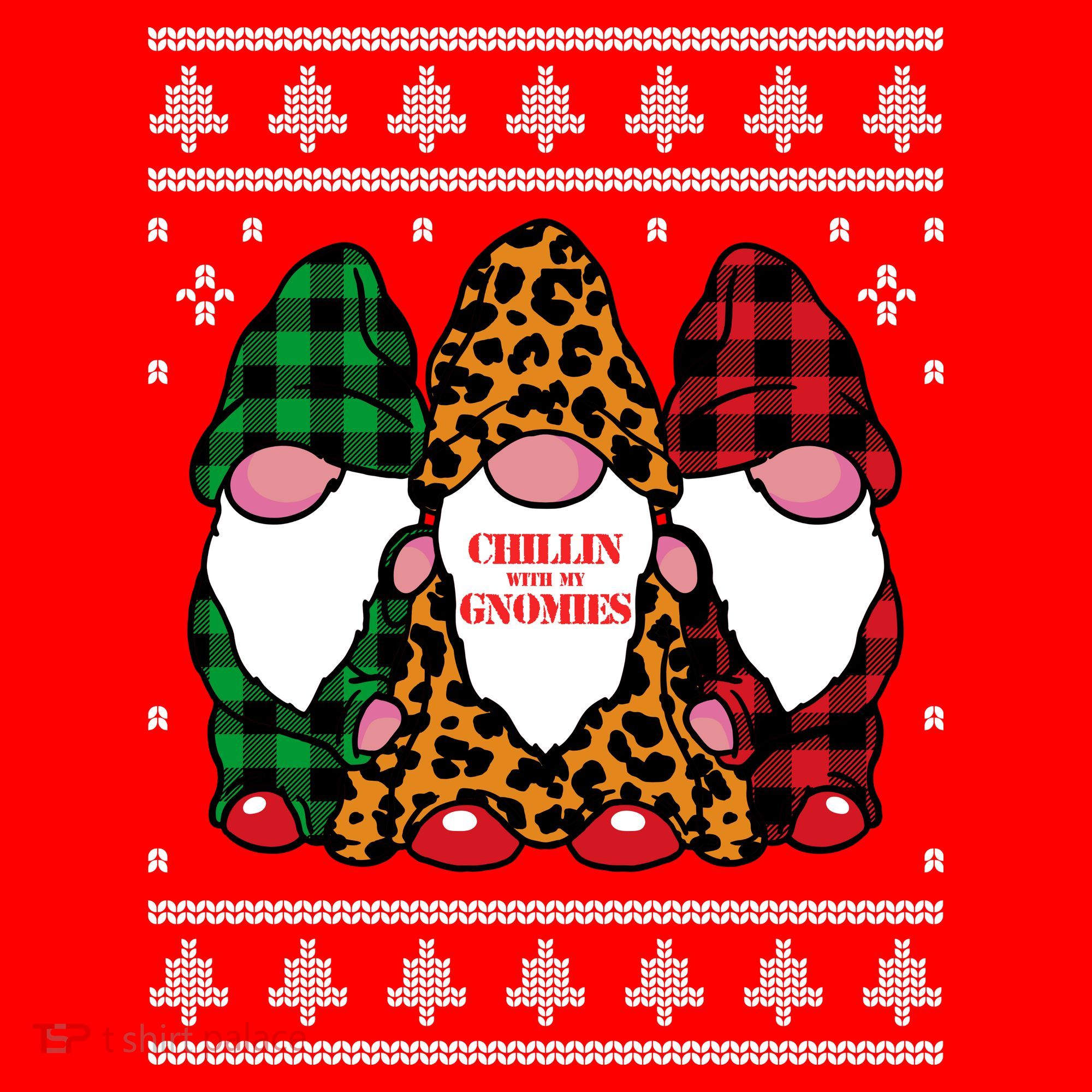 Chillin With My Gnomies Gnomes In Pajamas Ugly Christmas Toddler T-Shirt