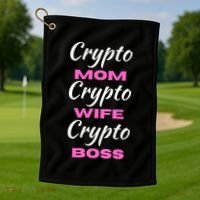 Crypto Wife Mom Boss Funny Golf Towel thumb 1