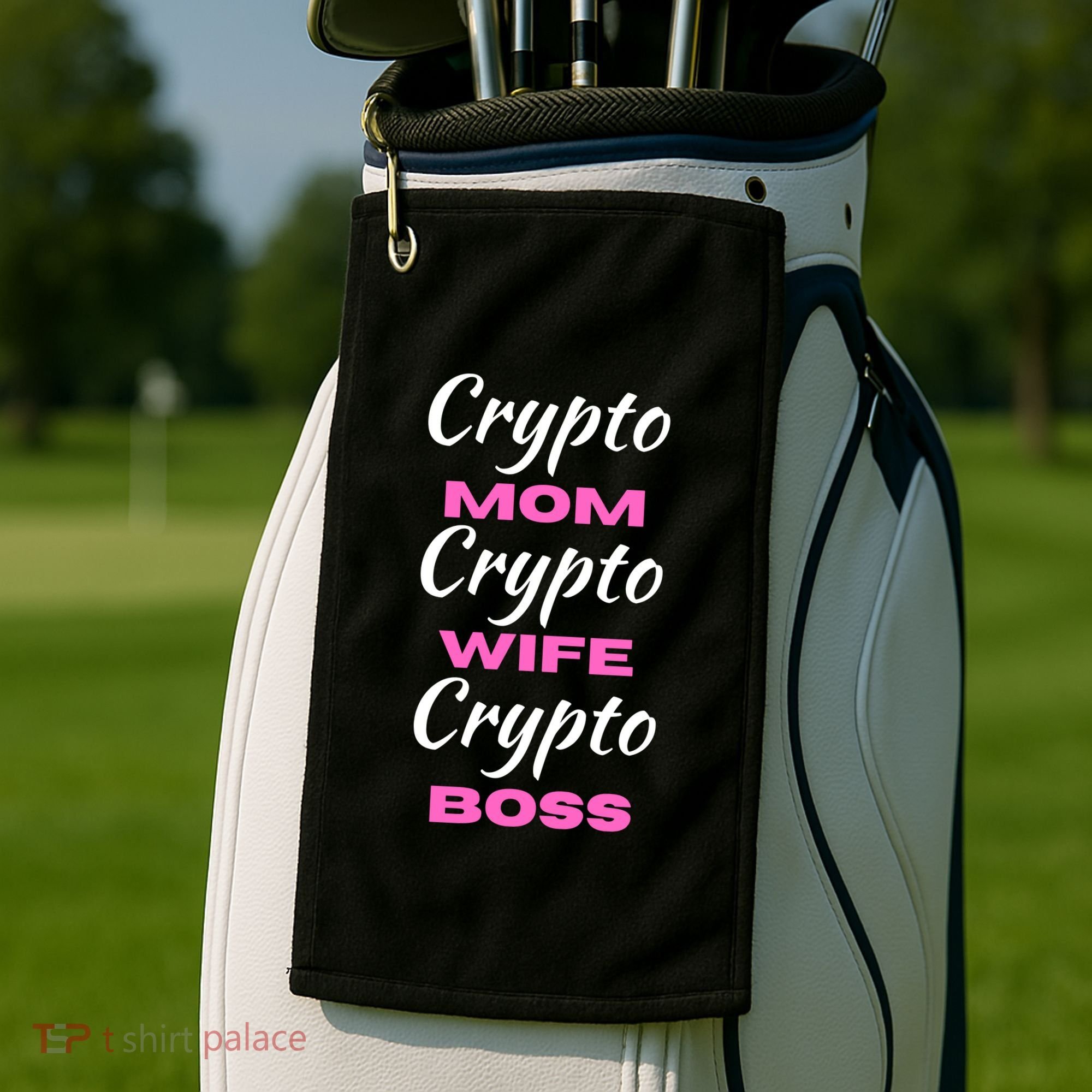 Crypto Wife Mom Boss Funny Golf Towel