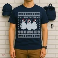 Chillin With My Snowmies Funny Snowman Homies Ugly Christmas T-Shirt thumb 6