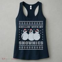 Chillin With My Snowmies Funny Snowman Homies Ugly Christmas Women's Tank Top thumb 3