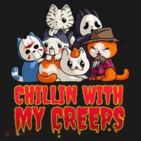 Chillin With My Creeps Funny Cat Horror Movies Serial Killer Visor thumb 3