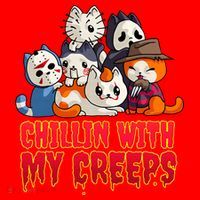 Chillin With My Creeps Funny Cat Horror Movies Serial Killer Santa Hat thumb 1