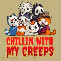 Chillin With My Creeps Funny Cat Horror Movies Serial Killer T-Shirt thumb 7