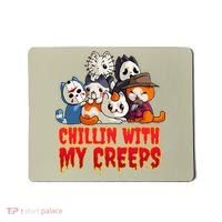 Chillin With My Creeps Funny Cat Horror Movies Serial Killer Mousepad thumb 0