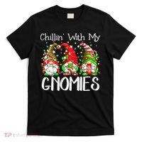 Chillin With My Gnomies Funny Gnome Christmas Pamajas Family T-Shirt thumb 0