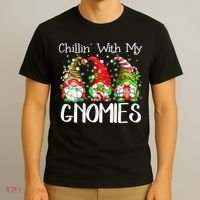 Chillin With My Gnomies Funny Gnome Christmas Pamajas Family T-Shirt thumb 3