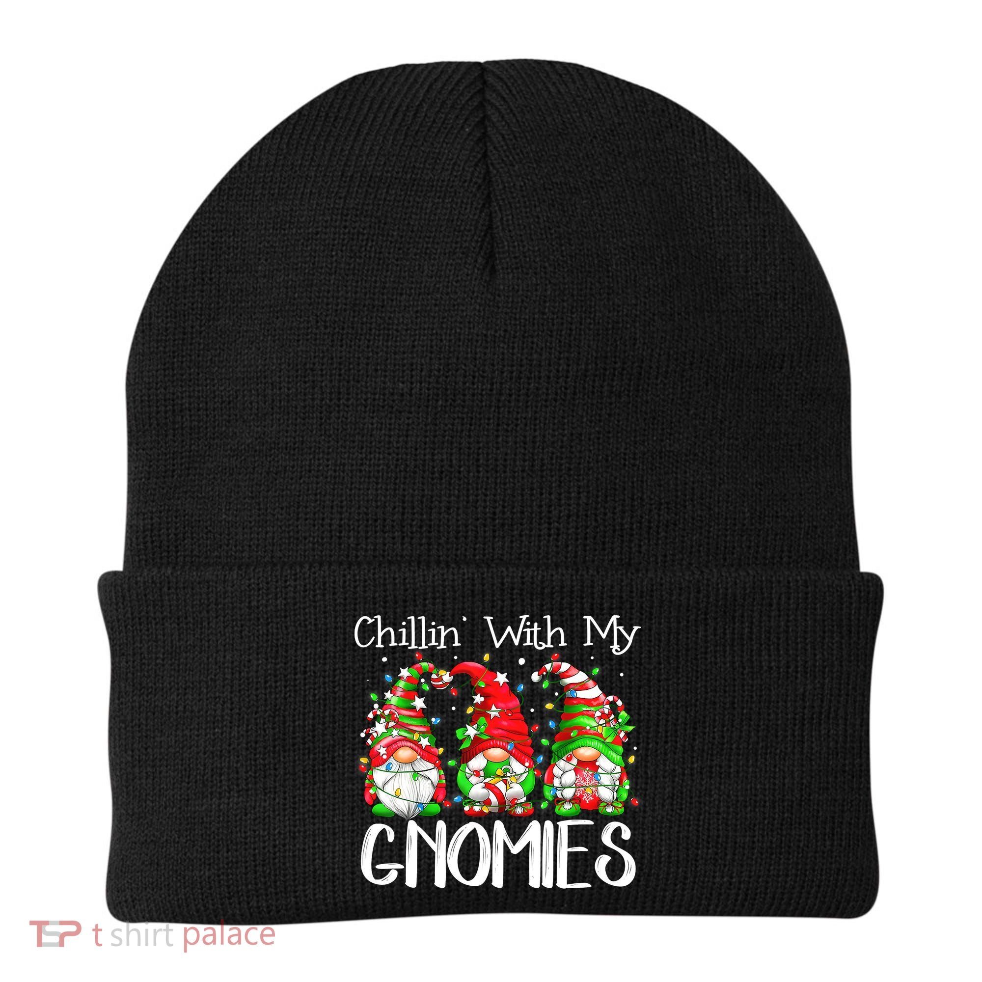 Chillin With My Gnomies Funny Gnome Christmas Pamajas Family Beanie